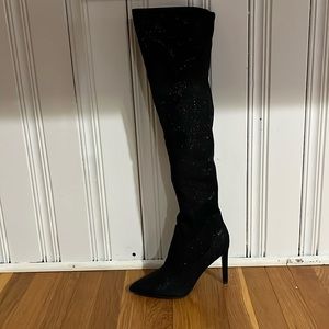 Nine West glittery black over-the-knee boots